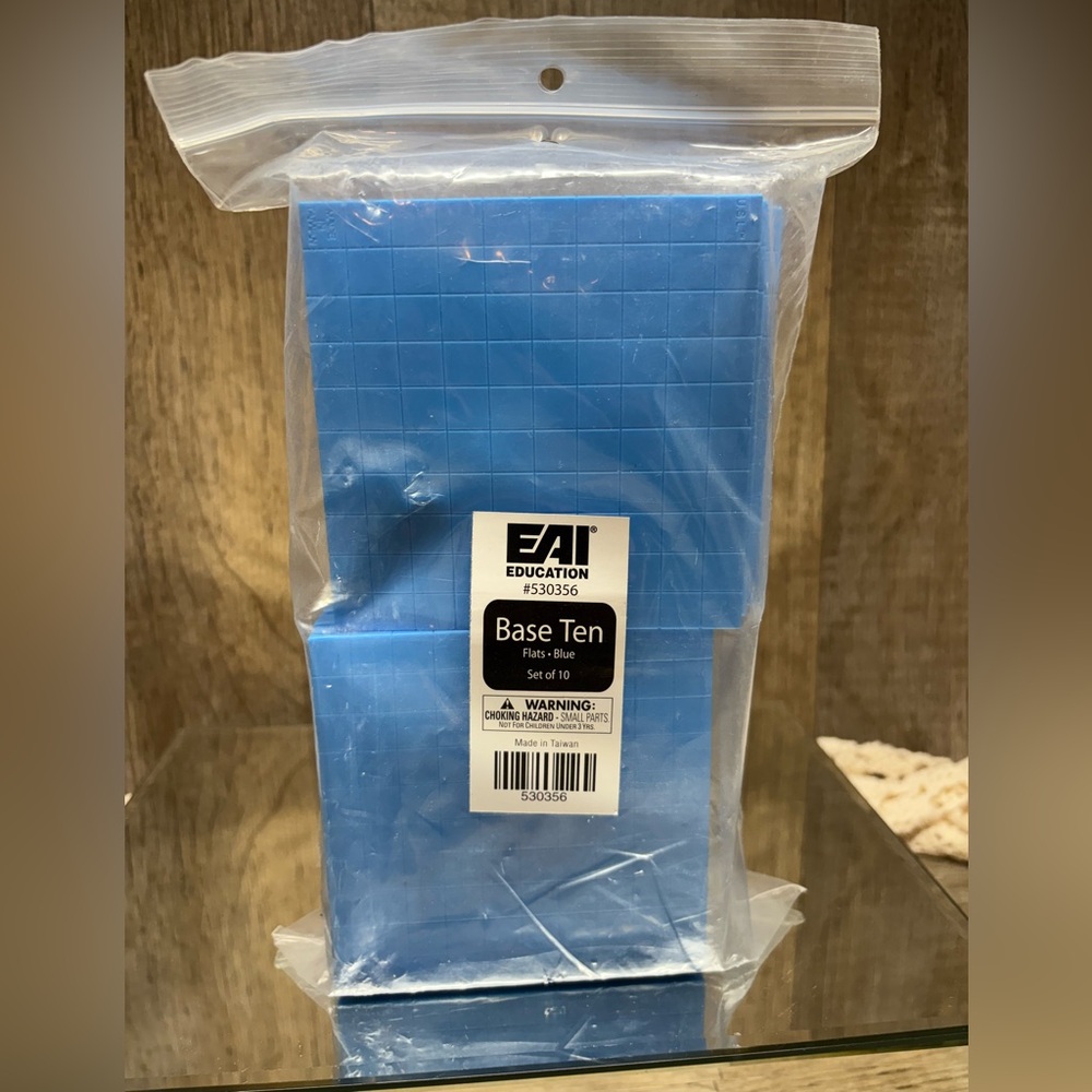 10-PK EAI Education Base 10 Flats Open Package #530356 Blue